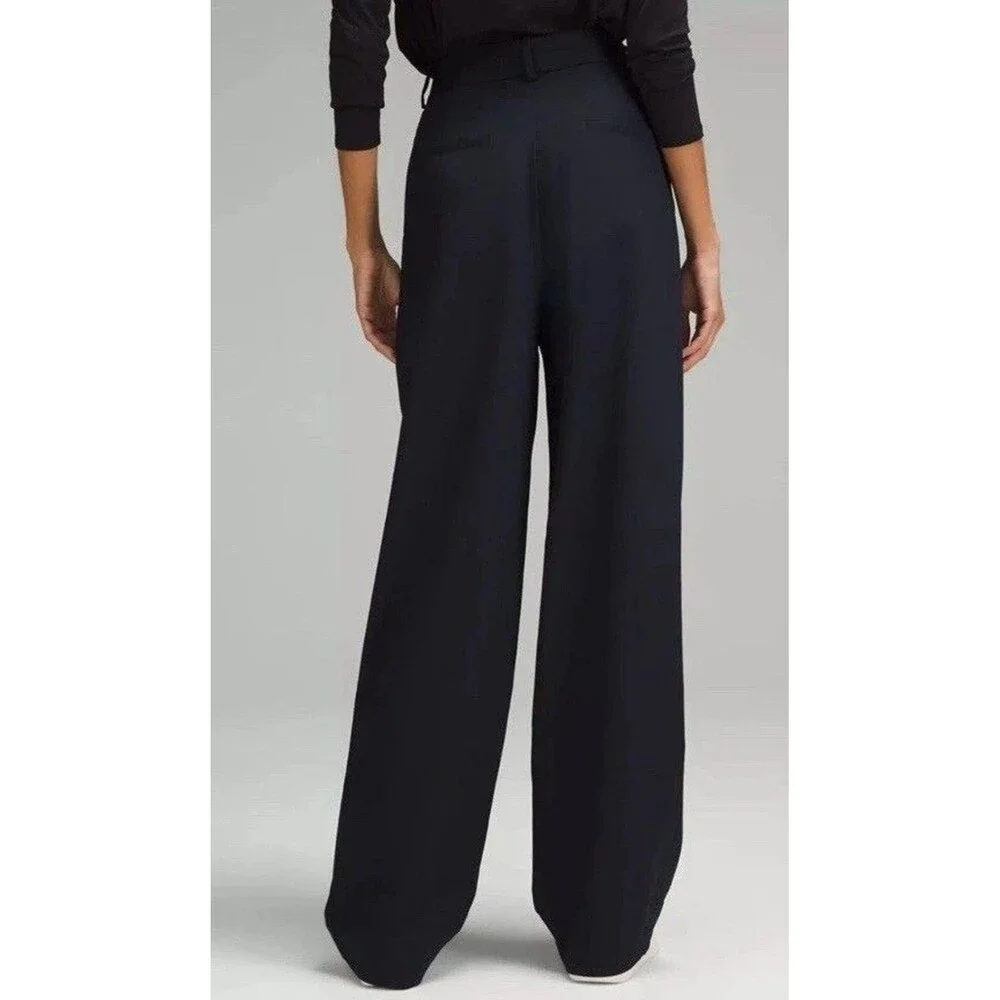 Lululemon Pleat Front High Rise Trouser Pants TRUE NAVY ASIA FIT  SZ L 29'  NWOT